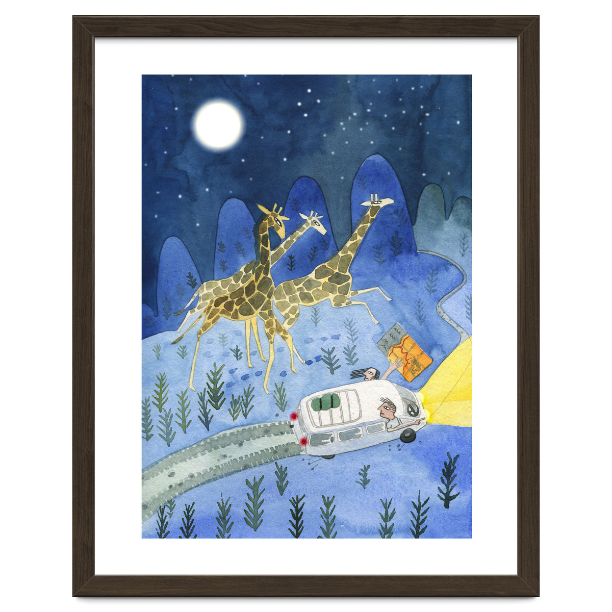 Giraffes In Moonlight