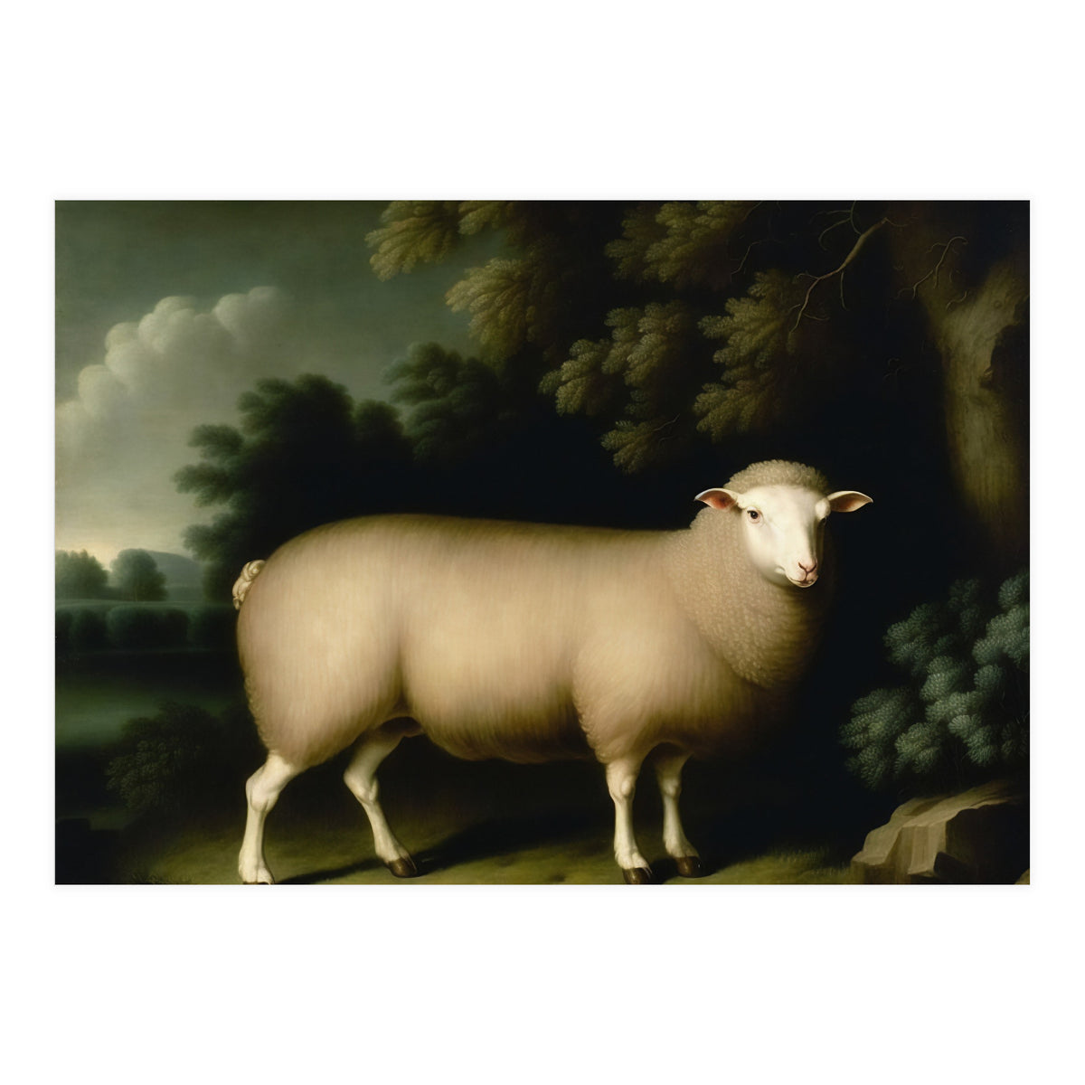 Sheep Classical Oil Painting (Print Only)