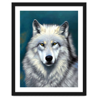 The Wolf, Animal Portrait Painting, Wildlife Forest Jungle Dog, Mystery Eclectic Rustic