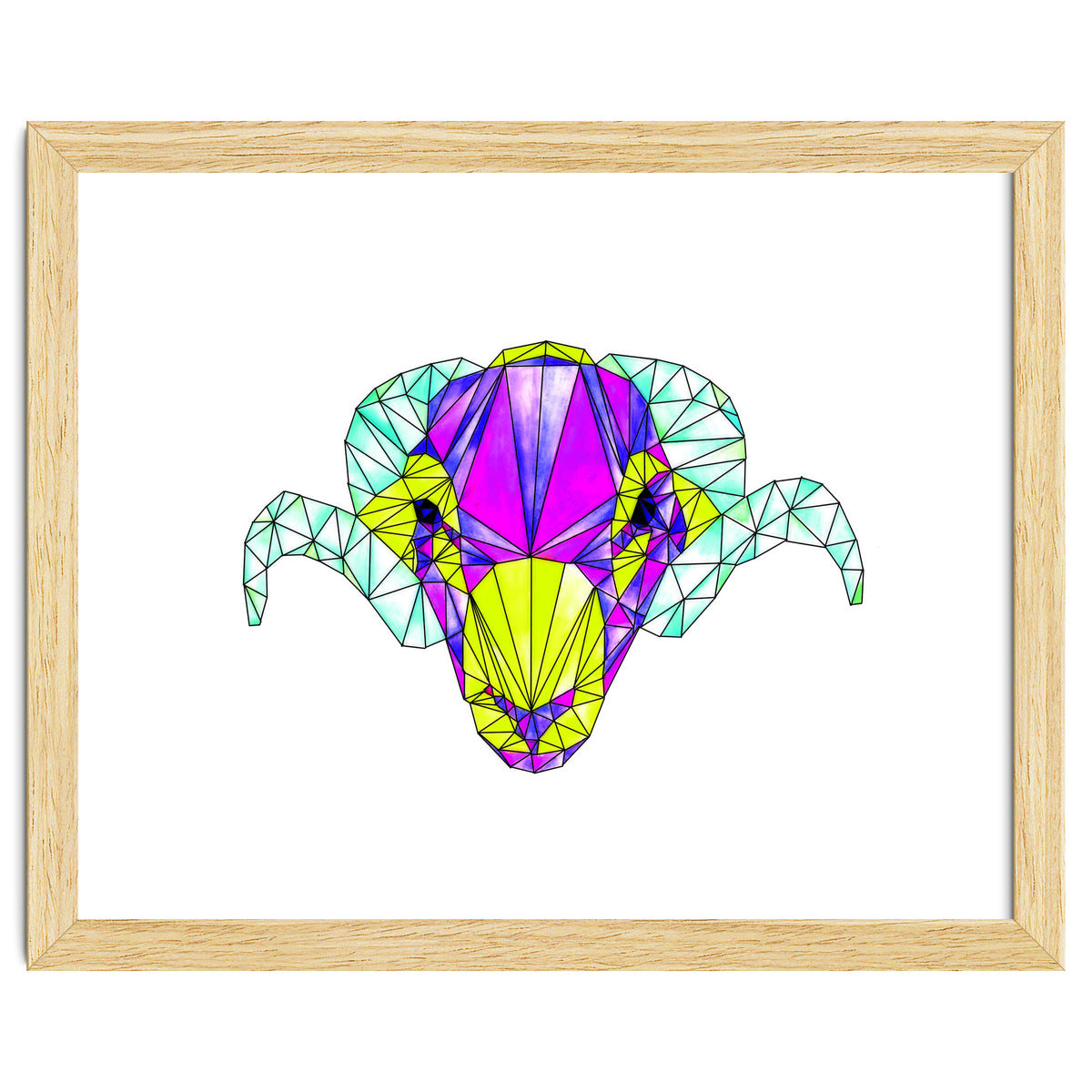 Colourful Geometric Swaledale Sheep Tup with Black Lines