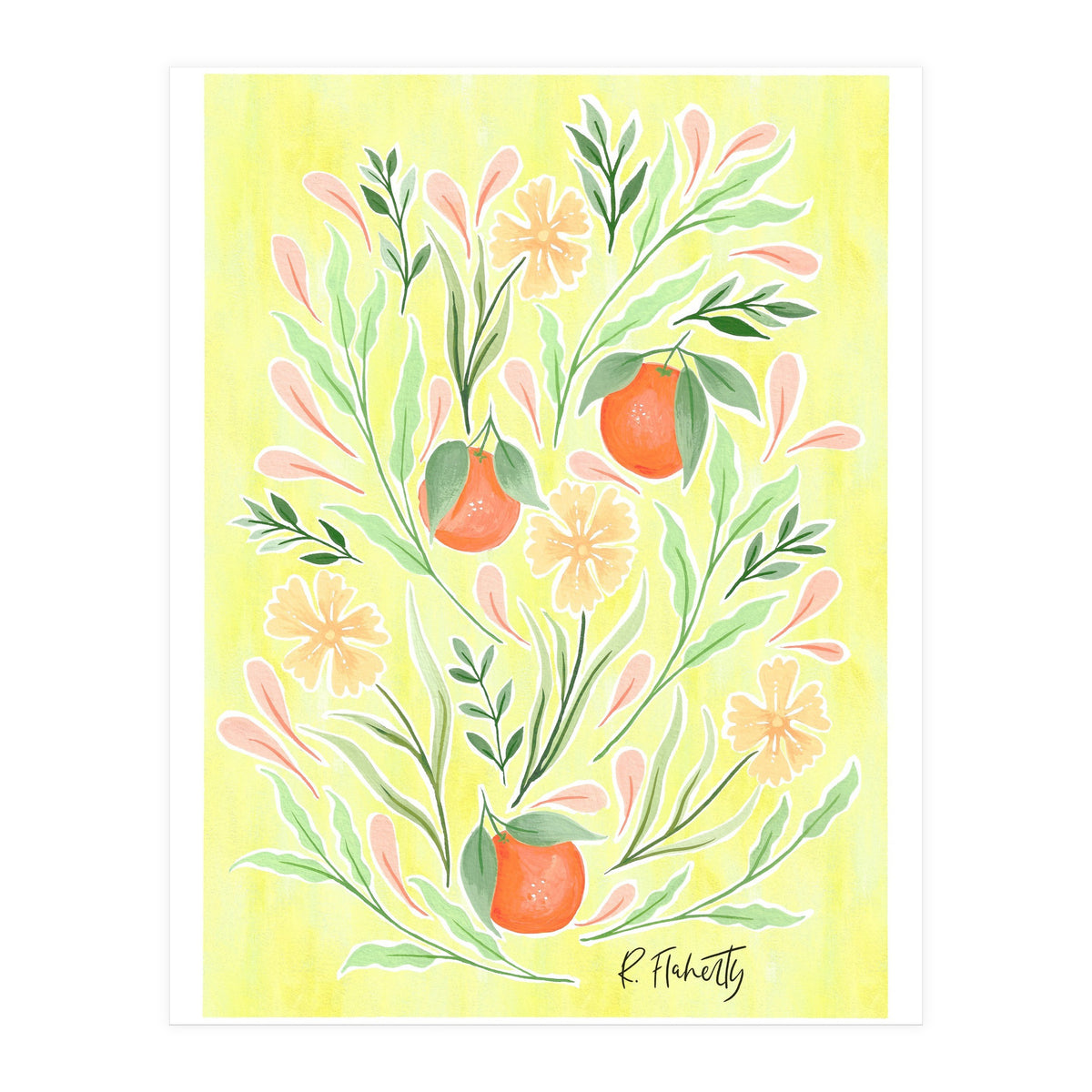 Wild Orange Floral | Yellow (Print Only)