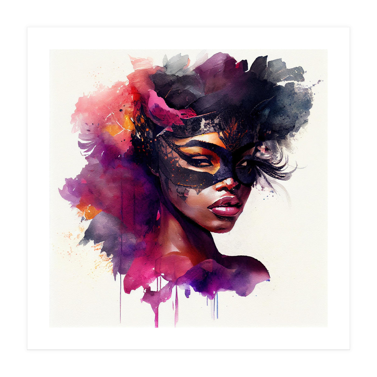 Watercolor Carnival Woman #7 (Print Only)