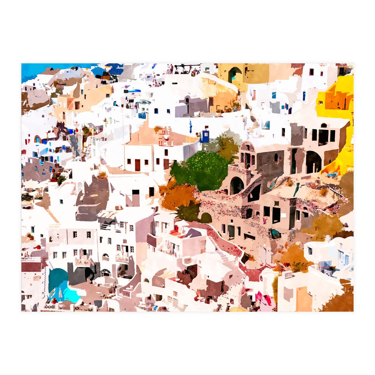 Travel Far Enough, You Meet Yourself Illustration, Spain Citiscape Architecture Painting, Buildings (Print Only)
