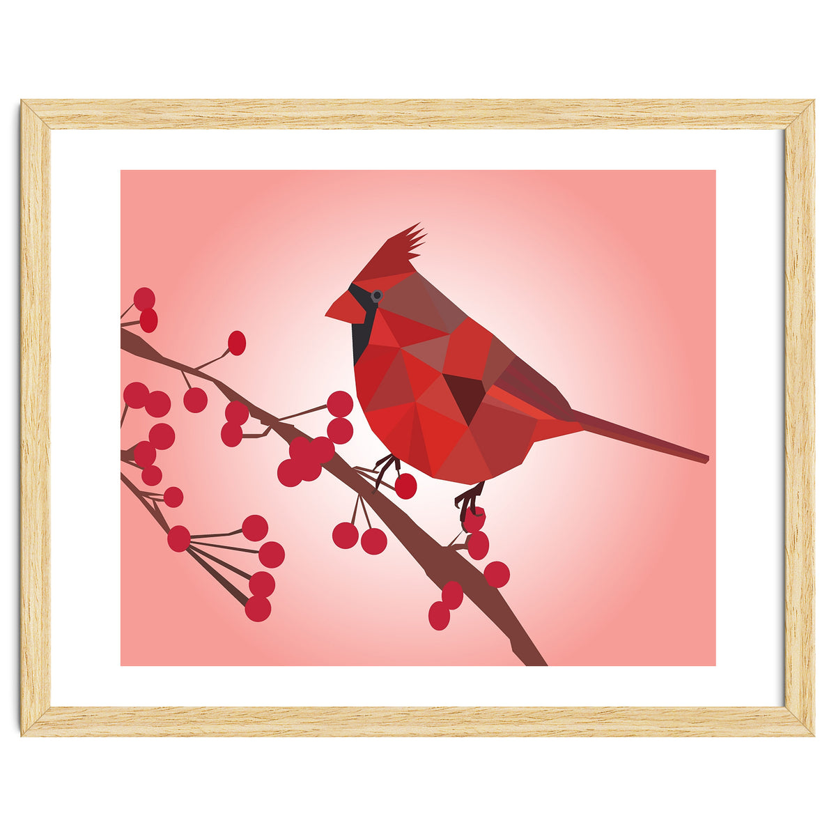 Northern Cardinal Bird Low Poly Art
