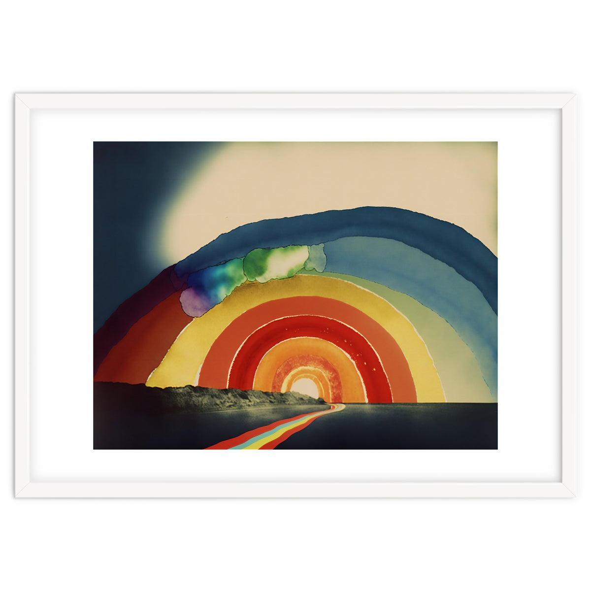Rainbow Over the Coastline Abstract Painting