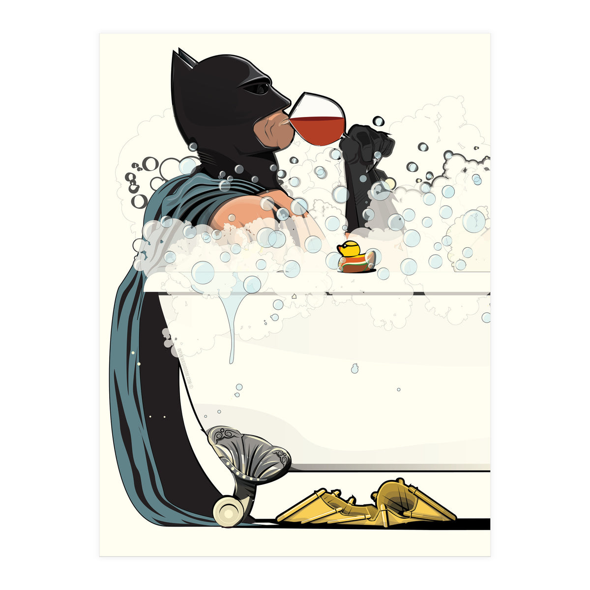 Batman in the Bath, funny Bathroom Humour (Print Only)