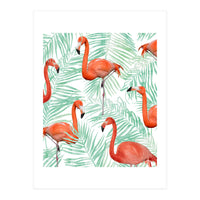 Flamingo And Mint Palm (Print Only)