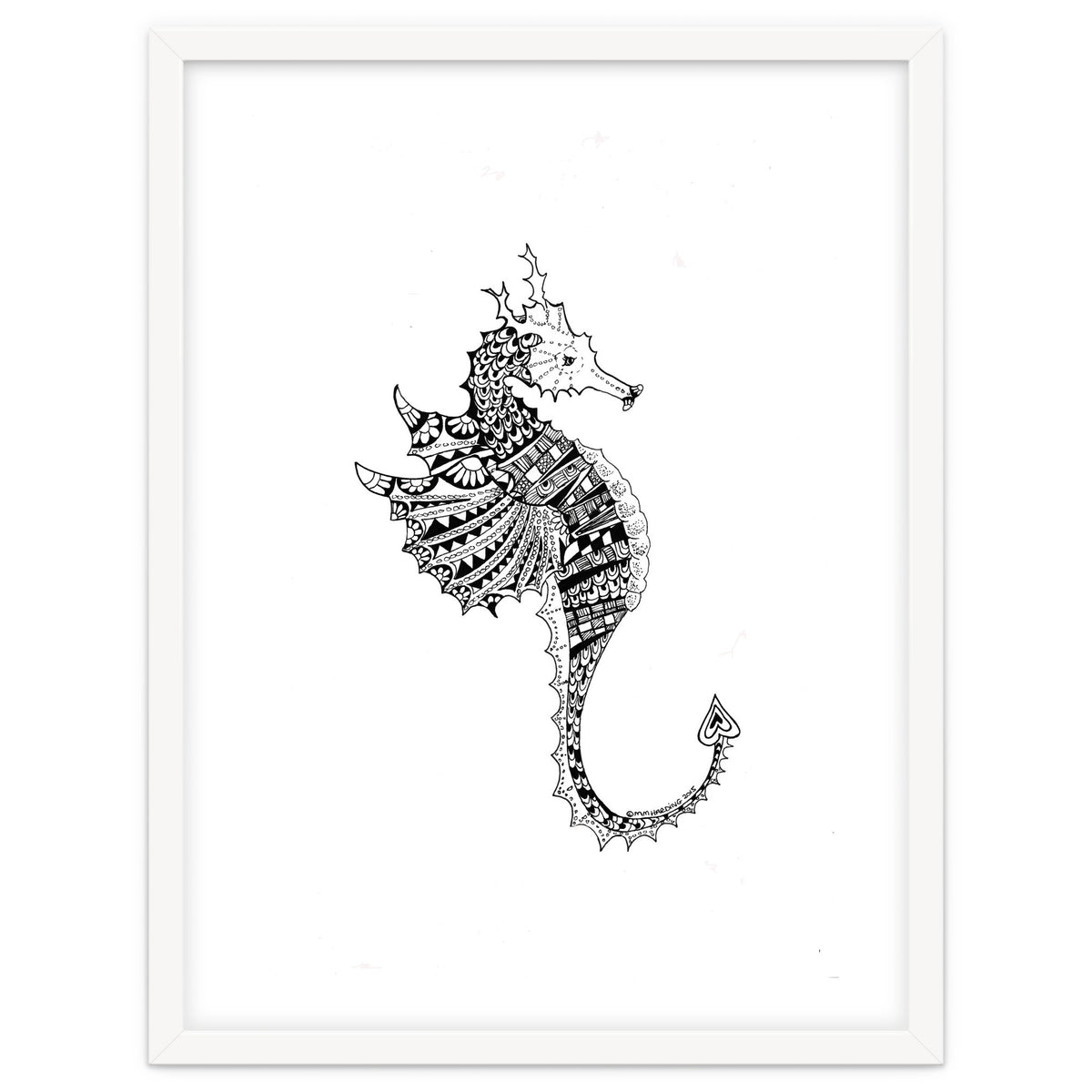 Seahorse Dragon Zen Doodle