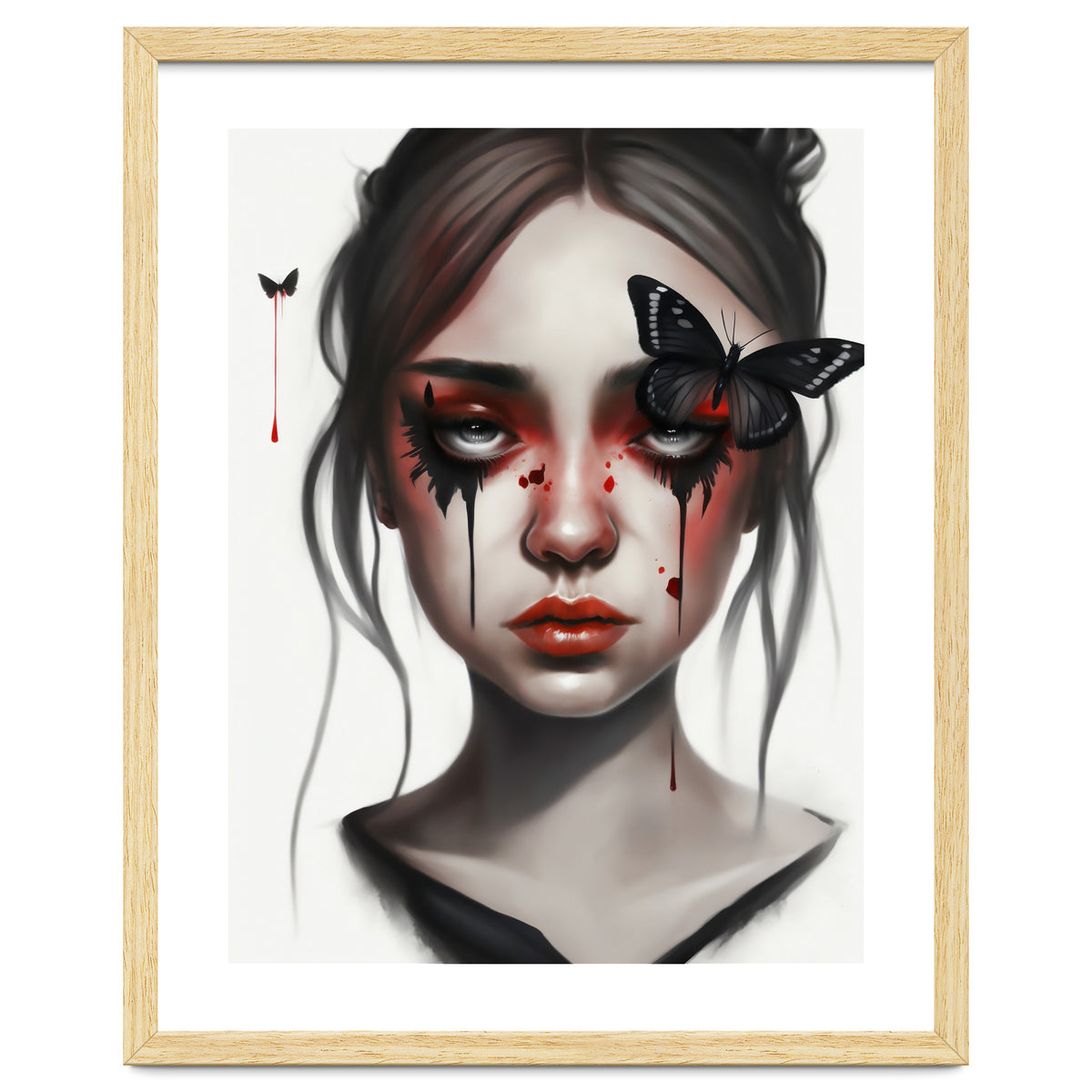 Goth Girl With Butterflies Portrait