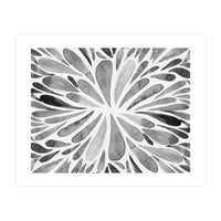 Retro abstract floral - black and white (Print Only)