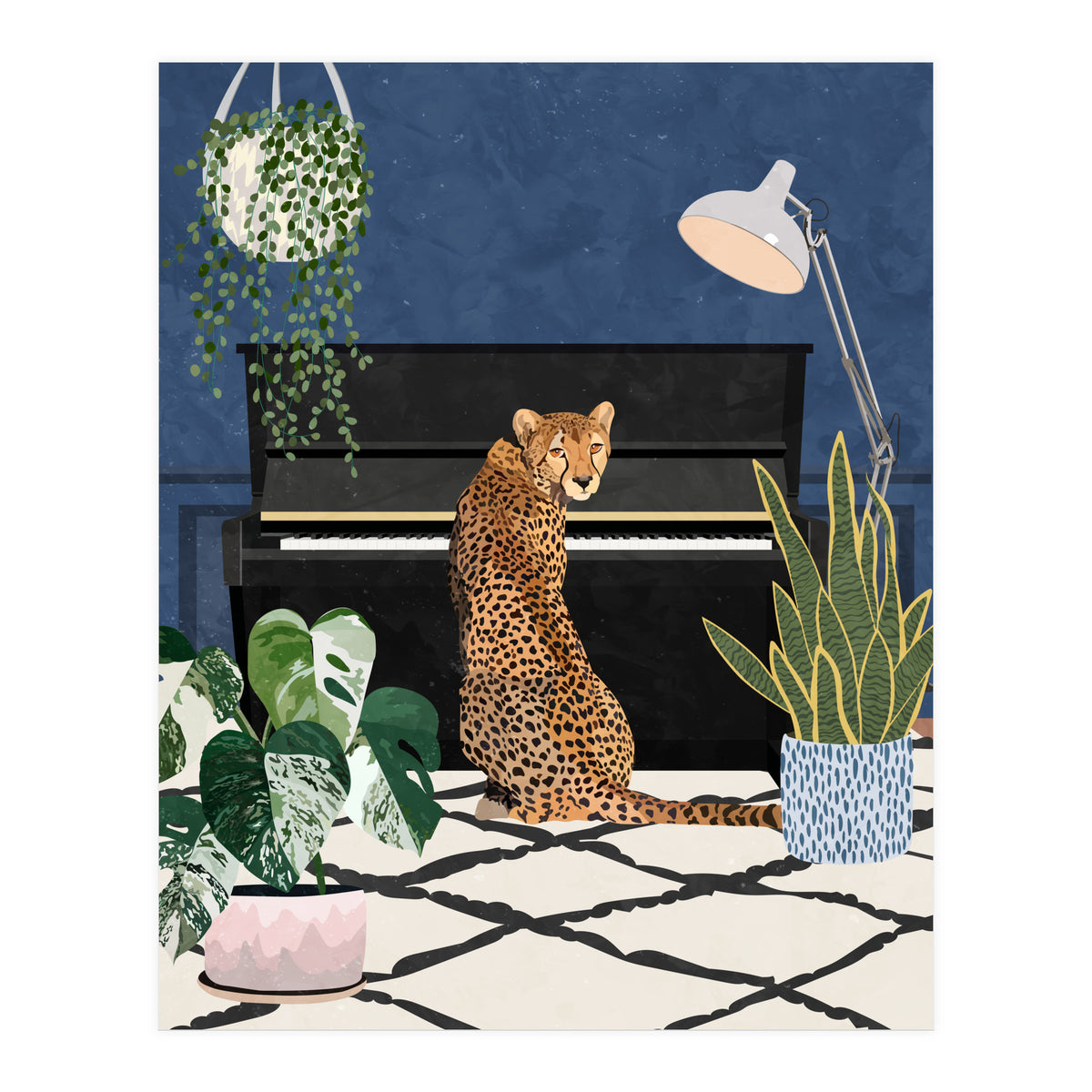 Cheetah playing the piano (Print Only)