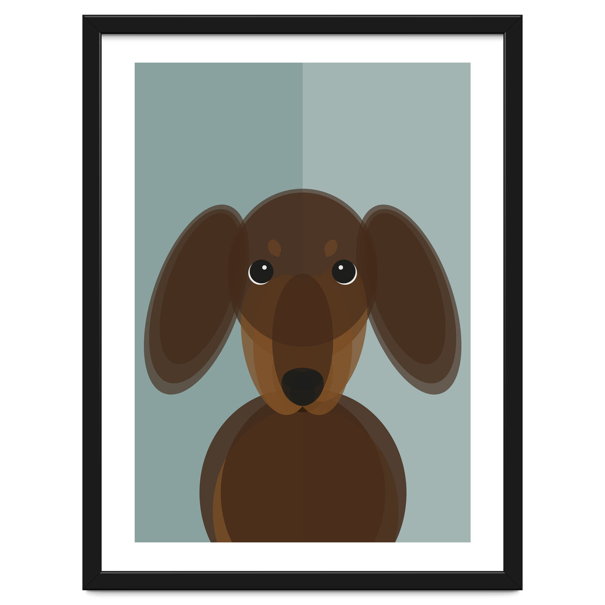 Mid Century Geometric Dachshund Dog