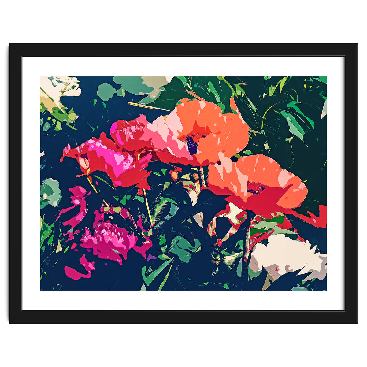 Where Darkness Blooms, Dark Floral Botanical Painting, Eclectic Blush Plants Garden Nature Flowers