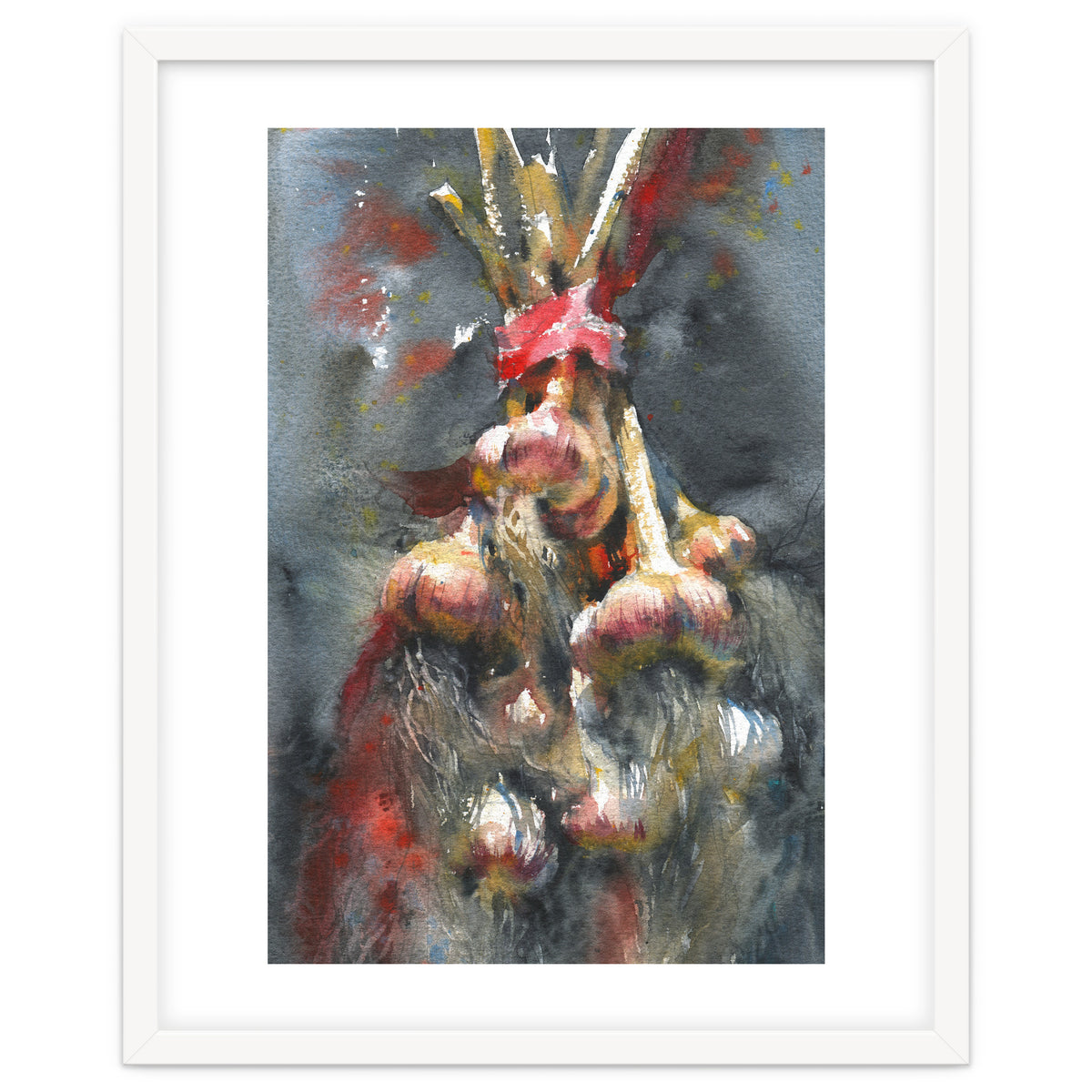 Garlic. Still-life  watercolor painting