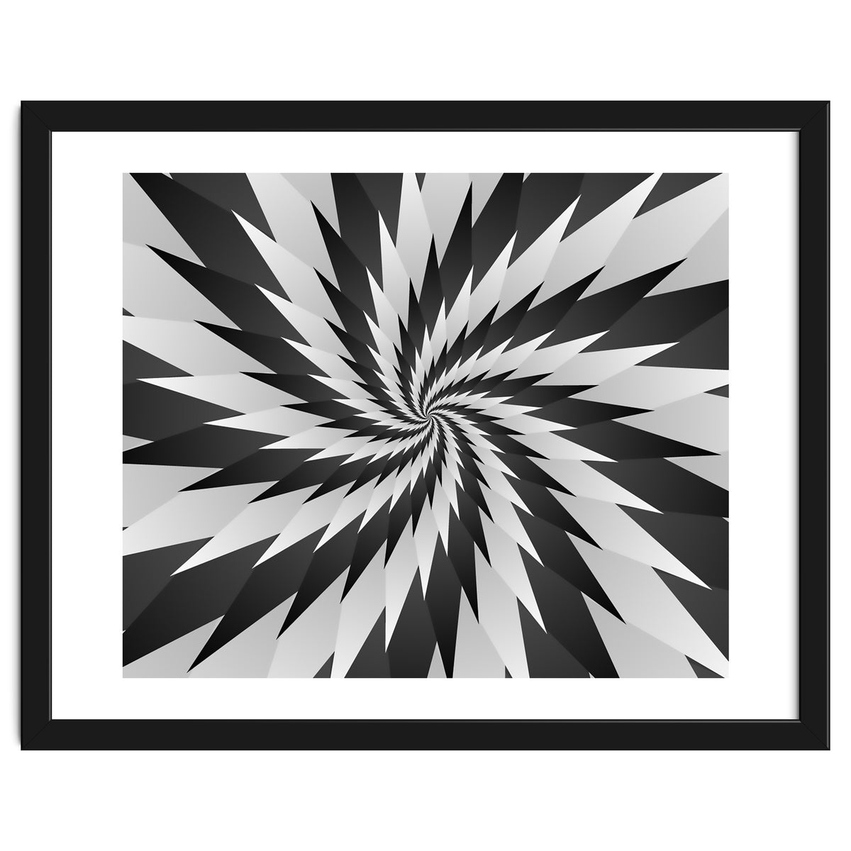 3D Abstract Swirl Monochrome Art