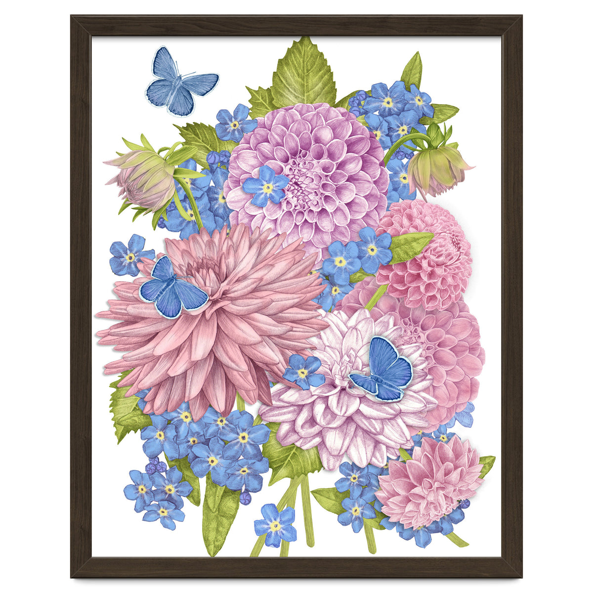 Pink Flowers and Butterflies