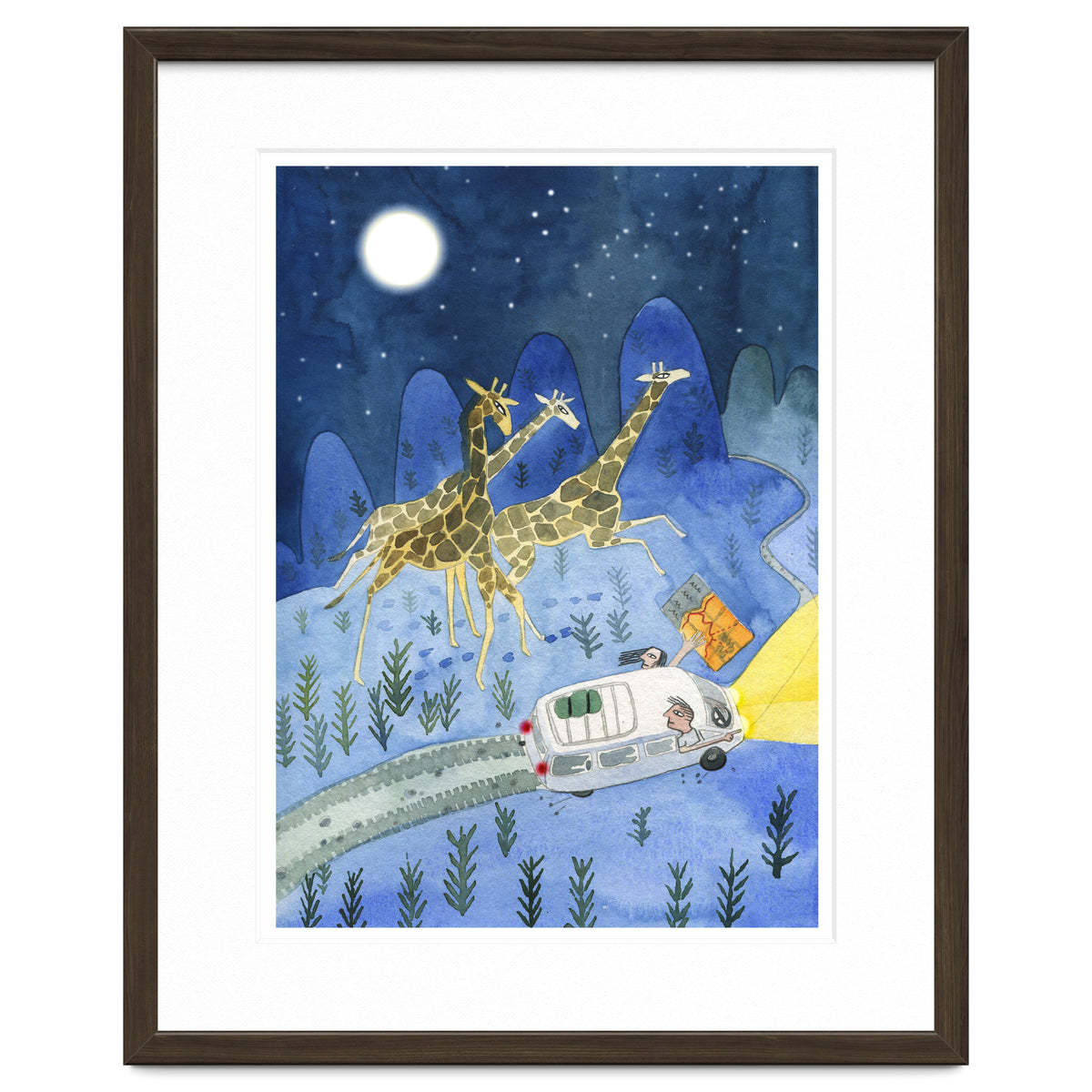 Giraffes In Moonlight