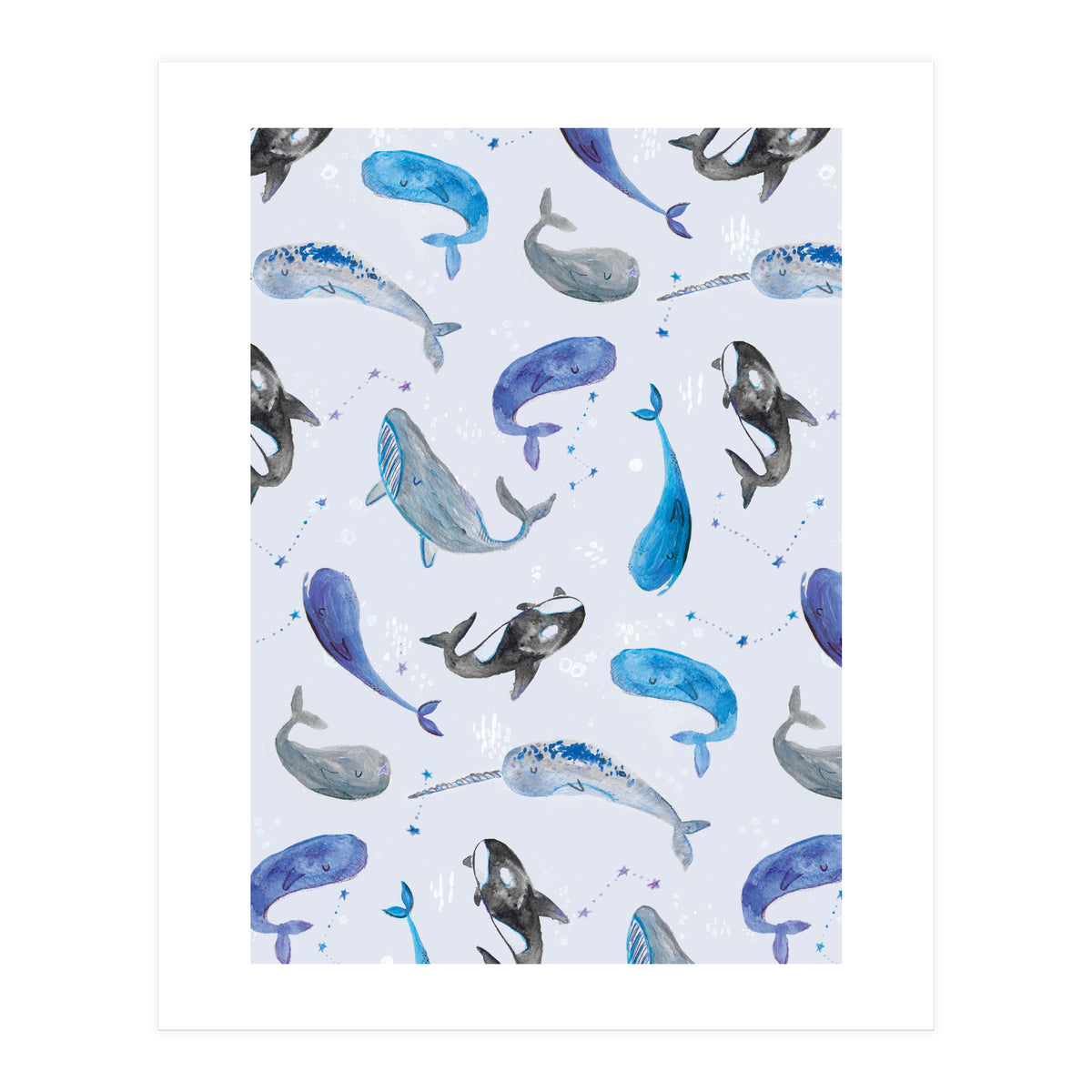 Whales Repeat Pattern (Print Only)