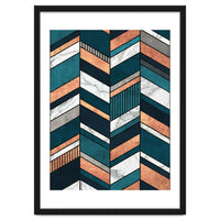 Abstract Chevron Pattern - Copper, Marble, and Blue Concrete