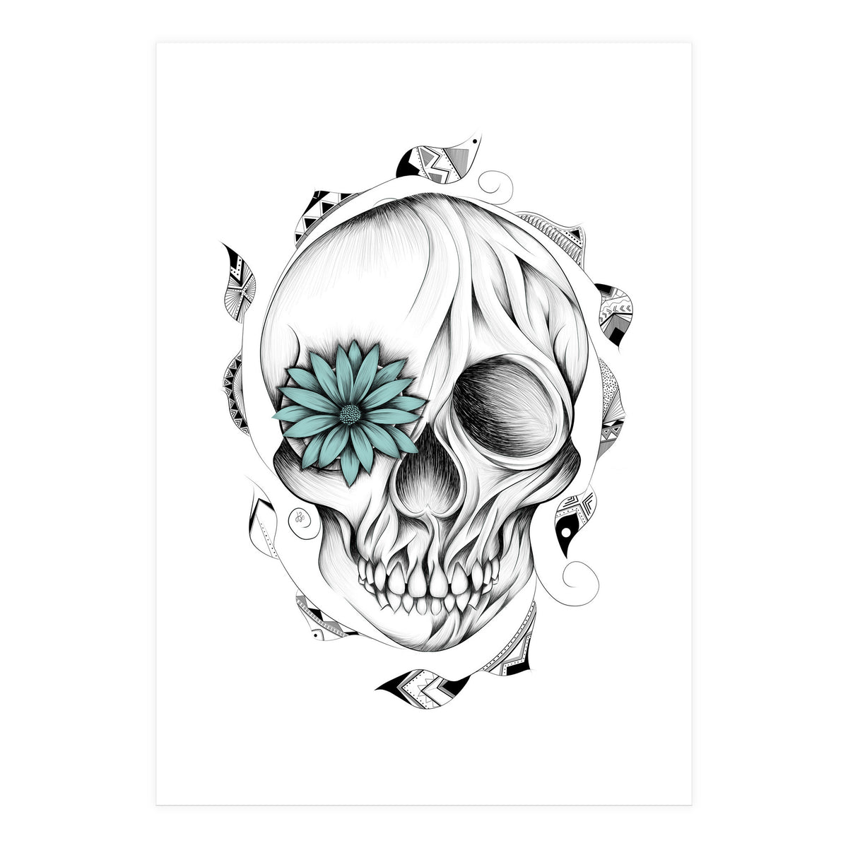 Poetic Wooden Skull (Print Only)