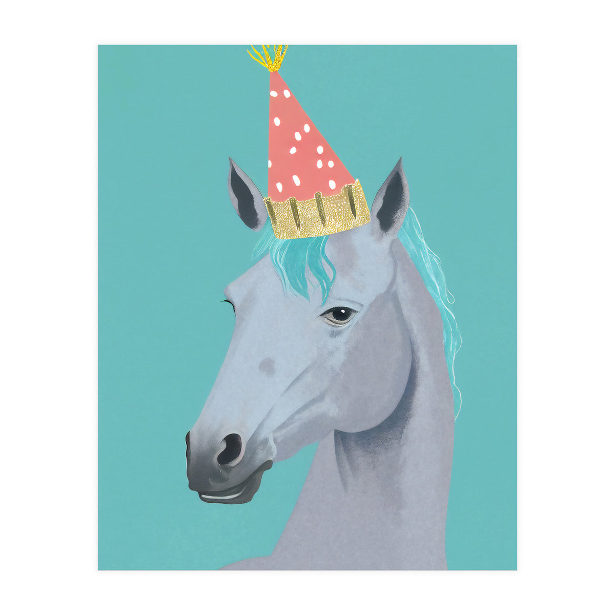 Horse with Party Hat Portrait  (Print Only)