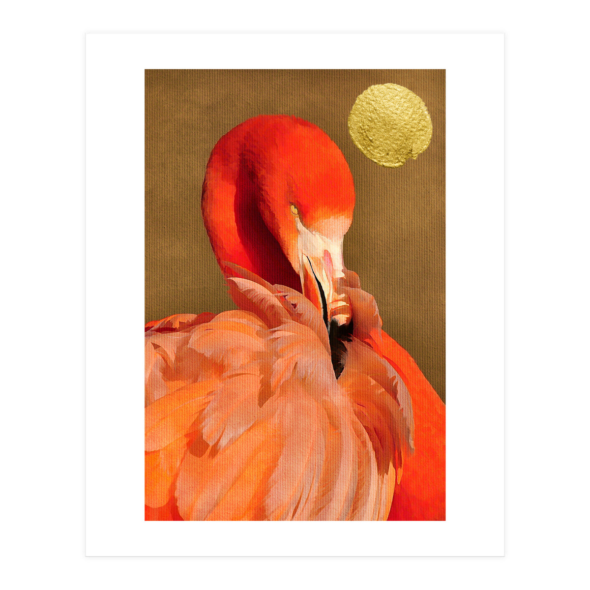 Flamingo With Golden Sun (Print Only)