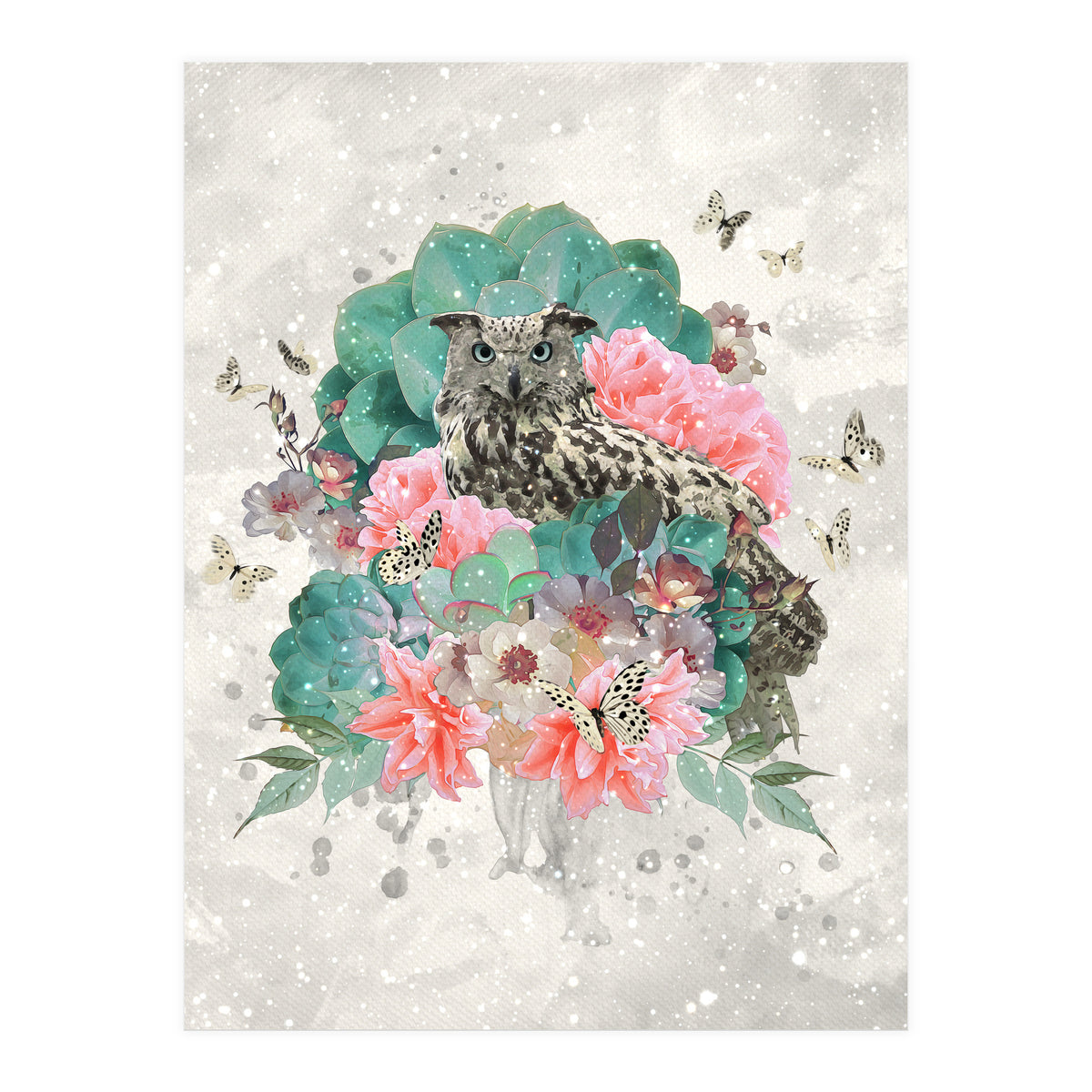 Floral Owl  (Print Only)