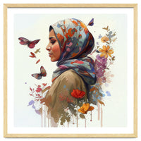 Watercolor Floral Muslim Woman #2