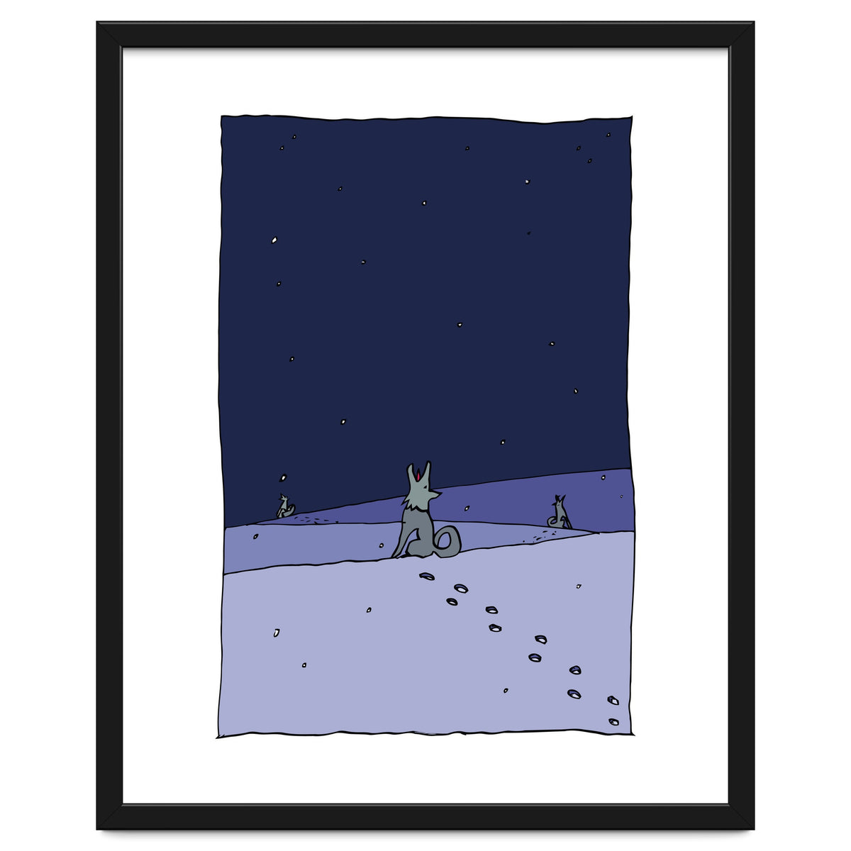 Dogs in Winter Night