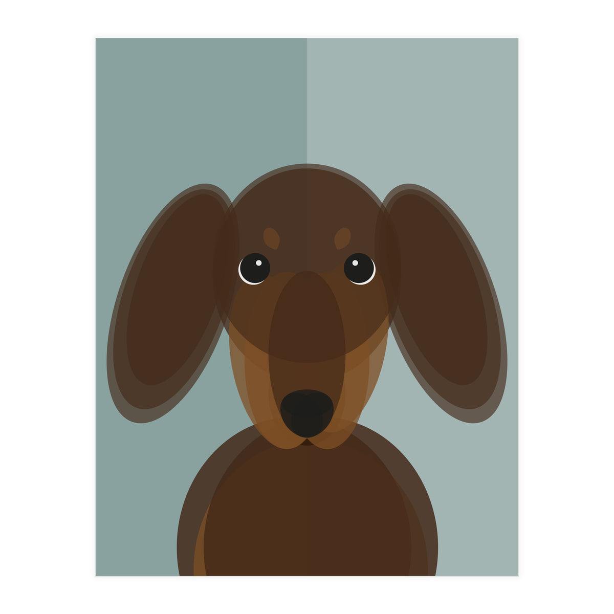 Mid Century Geometric Dachshund Dog (Print Only)