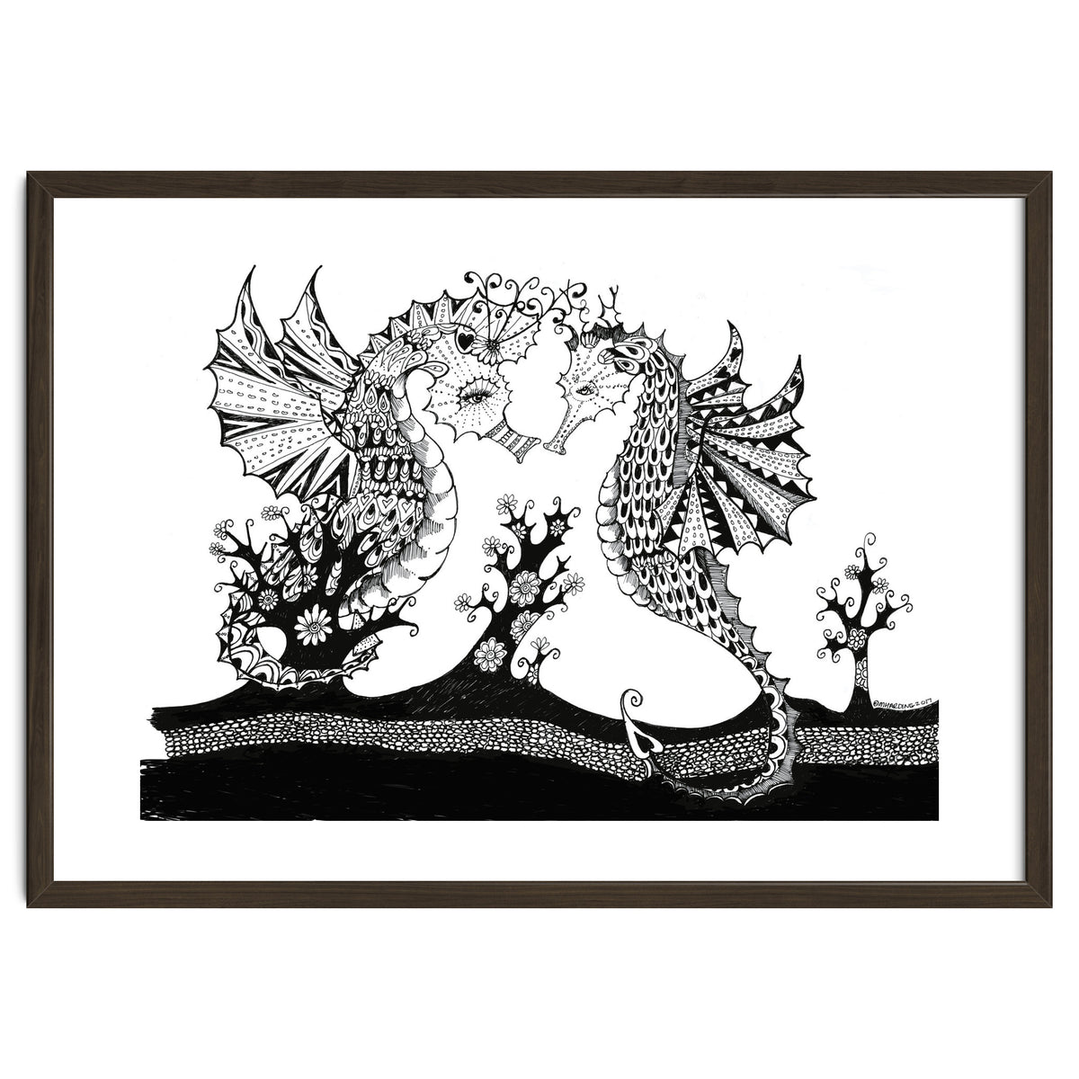 Seahorse Dragons Love Illustration