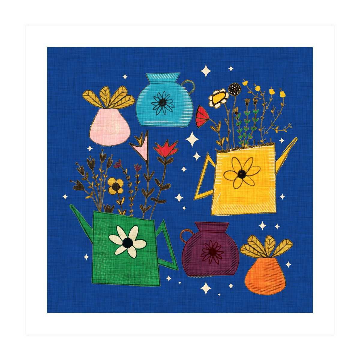 Gardening Dreams Night Blue  (Print Only)