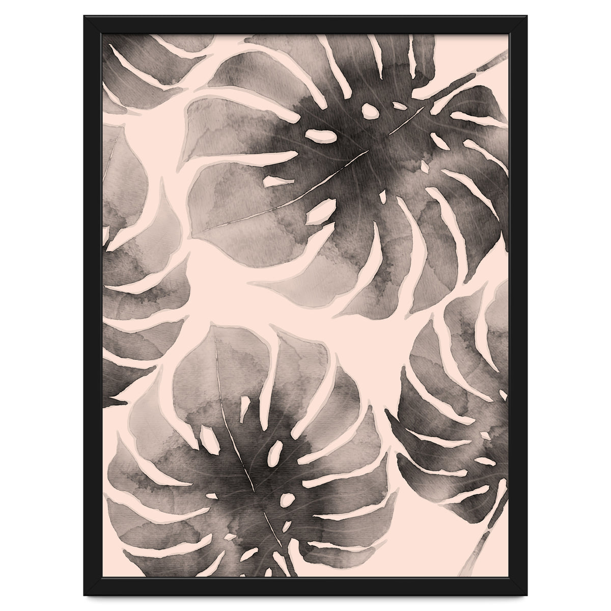 Monstera pink and gray watercolor