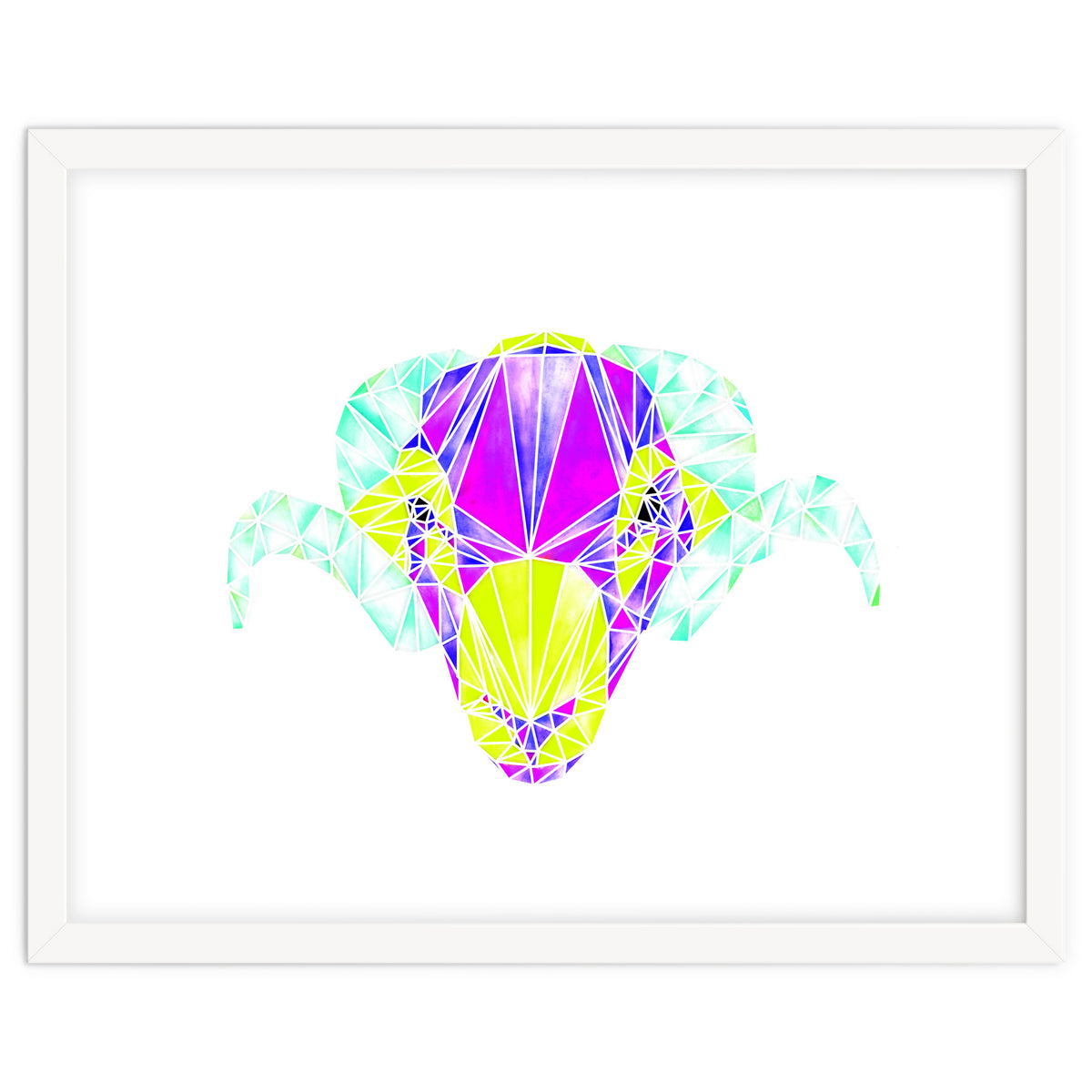 Colourful Geometric Swaledale Sheep Tup with White Lines