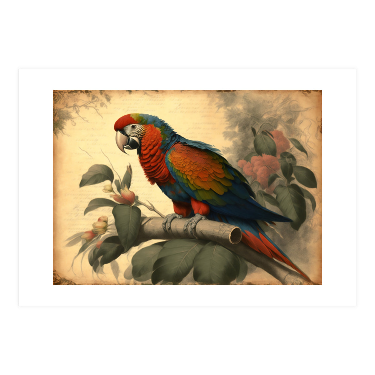 Parrot Vintage Painting (Print Only)
