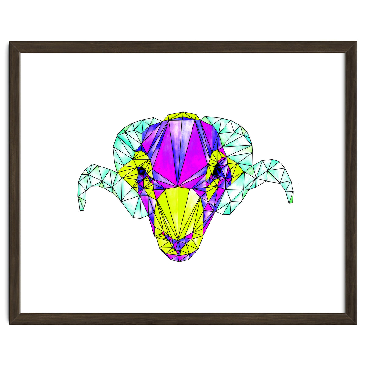 Colourful Geometric Swaledale Sheep Tup with Black Lines