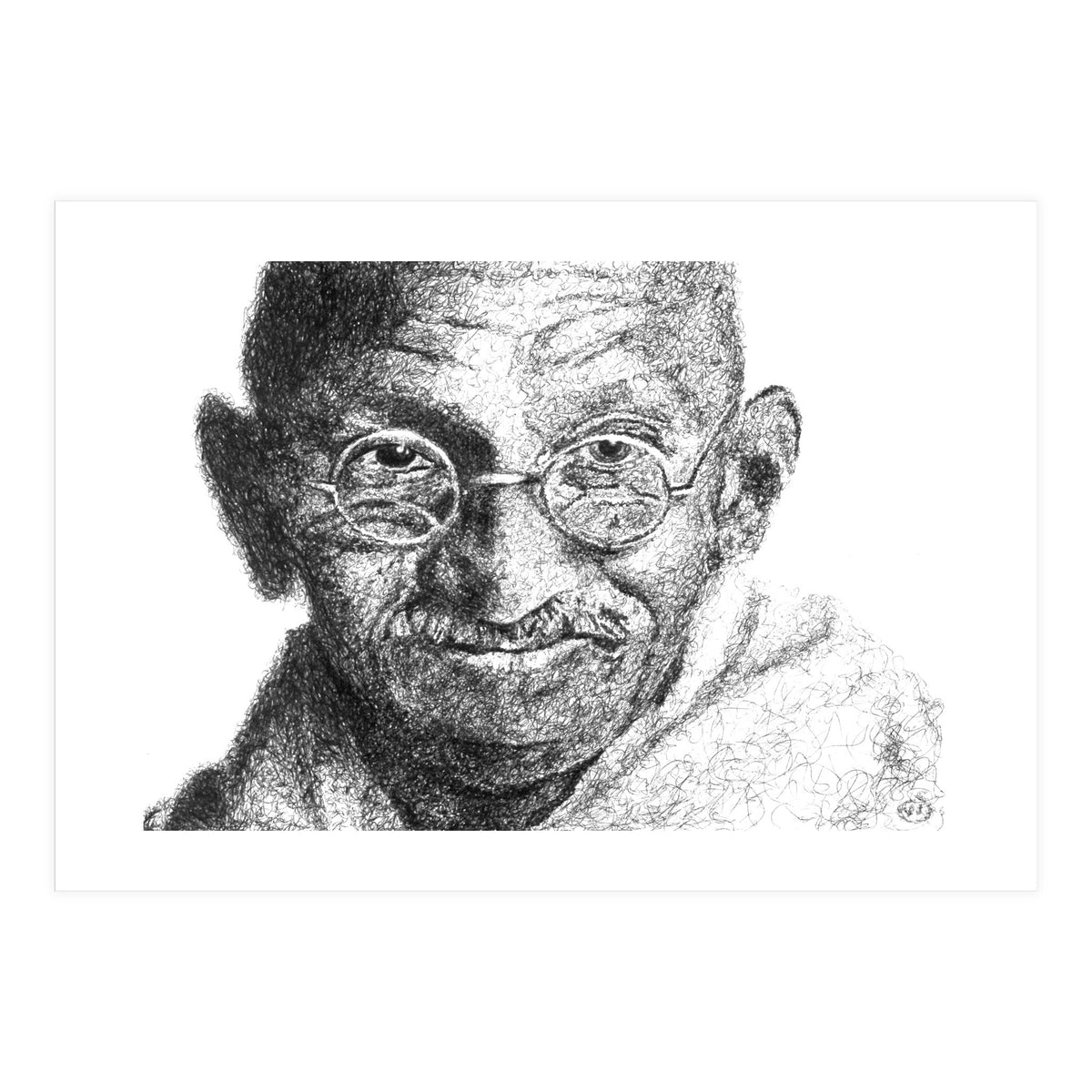 Mahatma Gandhi Scribble Style Portrait (Print Only)