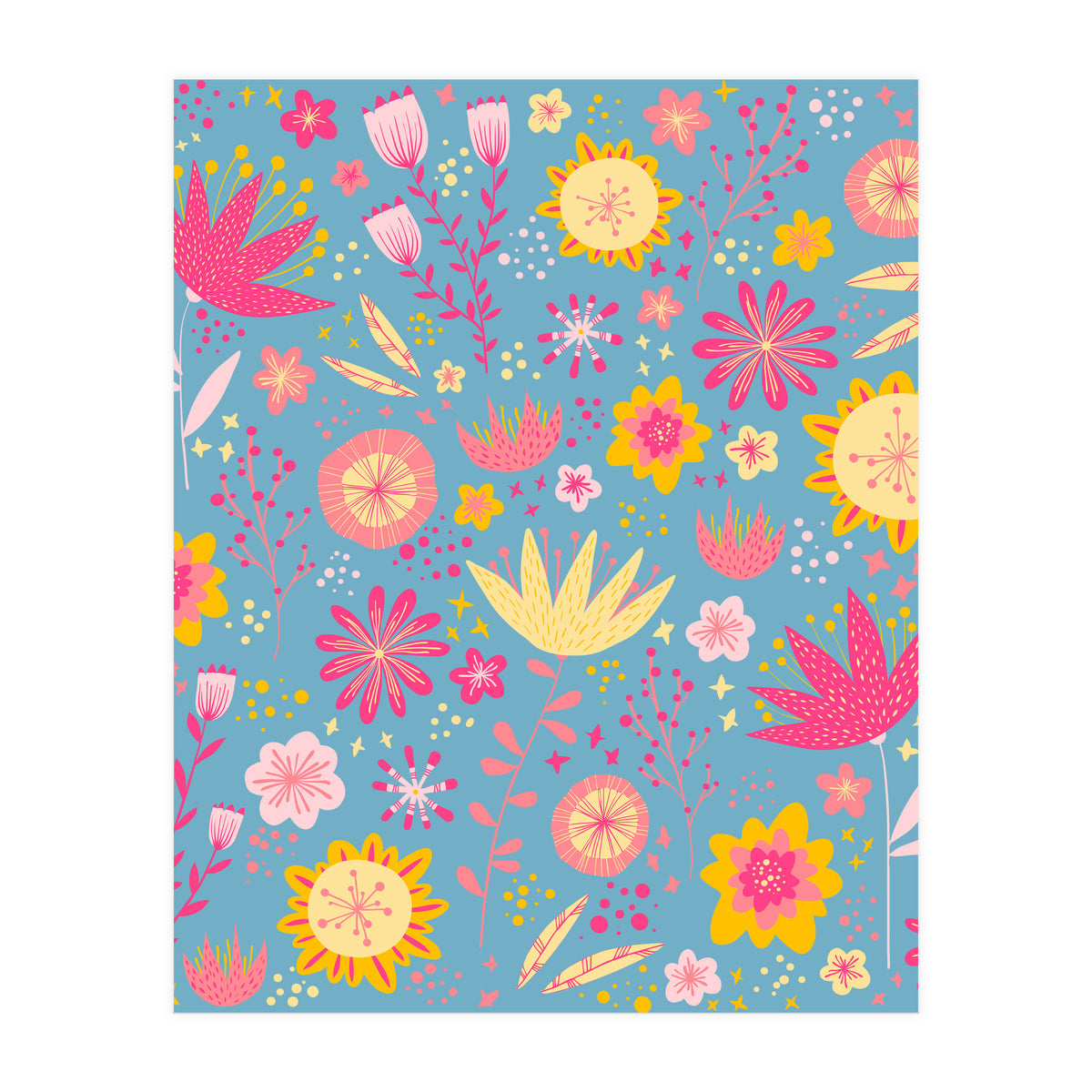 High Summer Flowers Teal (Print Only)