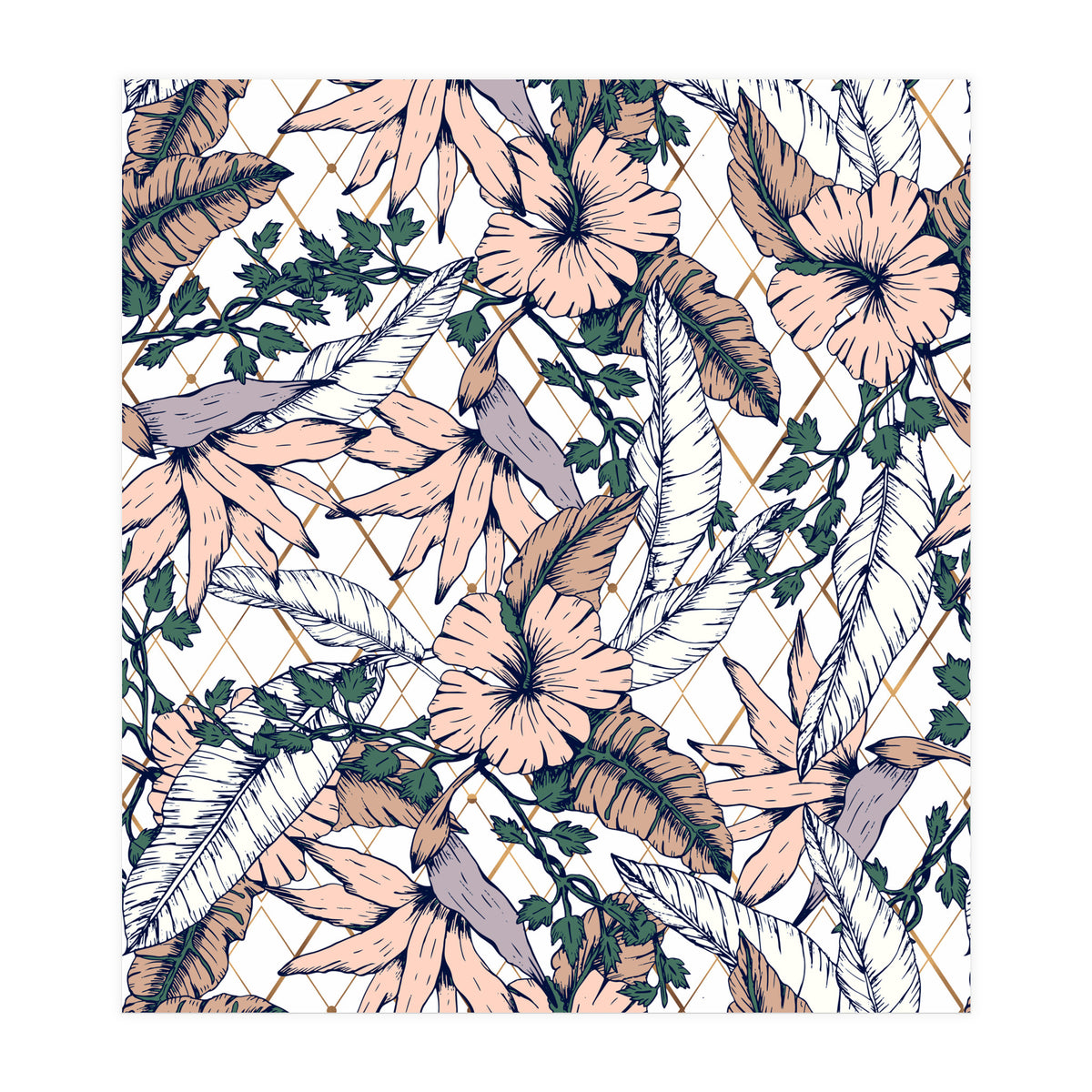 Exotic flowering and pattern geometric (Print Only)