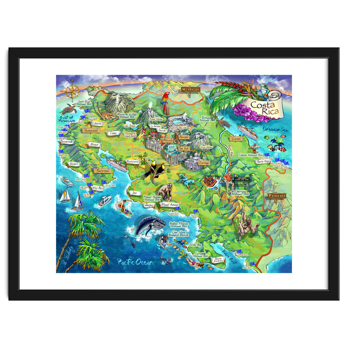 Costa Rica Map Illustration