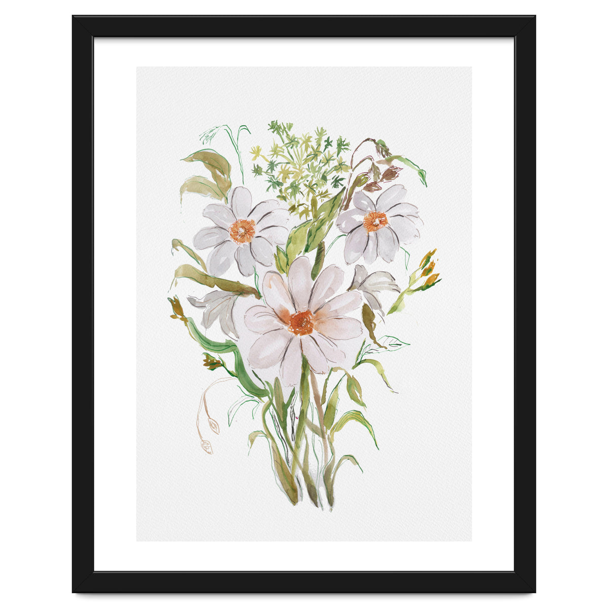 Watercolor White Florals