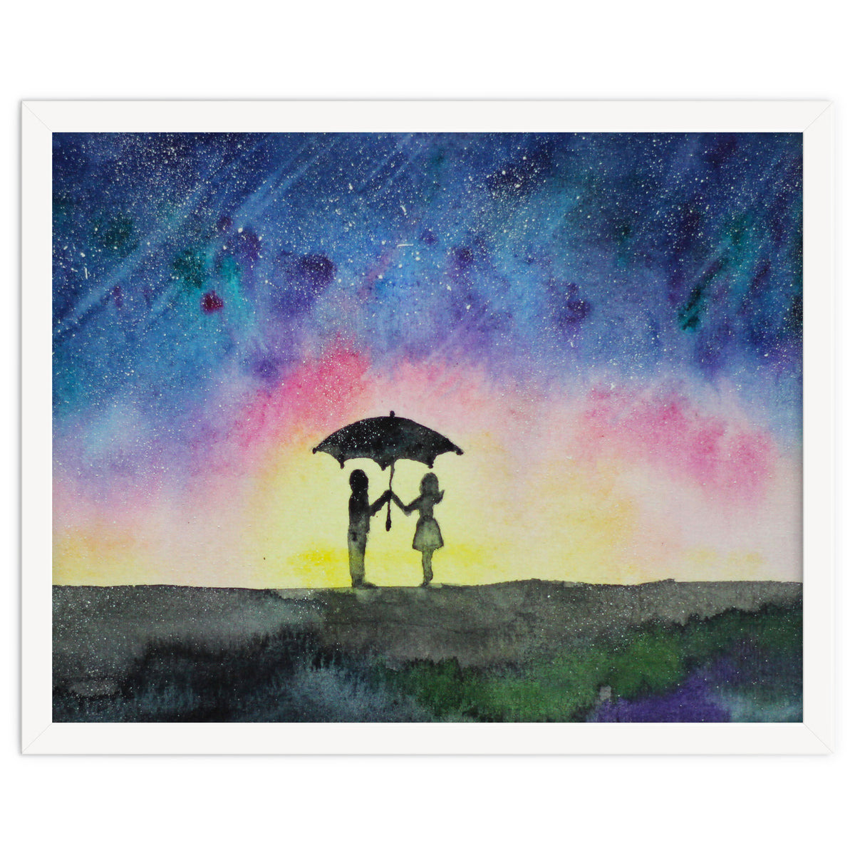 Under the star rain || watercolor