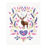 Floral Stag | Pink And Blue (Print Only) thumbnail