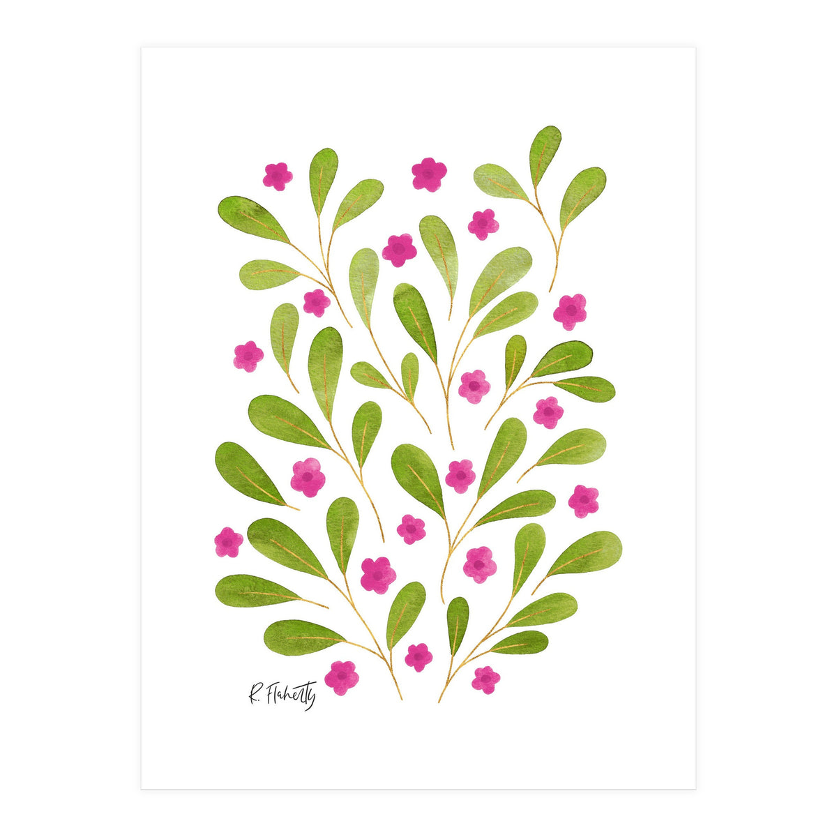 Springtime Floral | Pink and Green (Print Only)