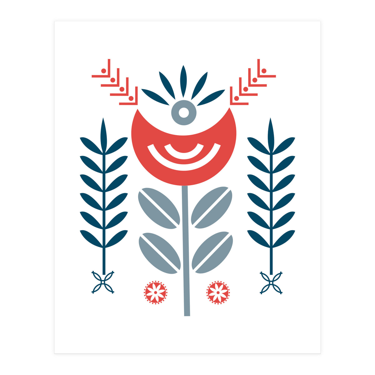 Scandi Folk Flower Pattern (Print Only)