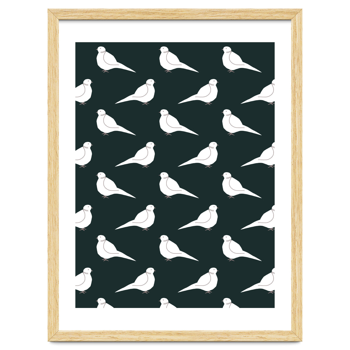 White Bird Pattern On Black