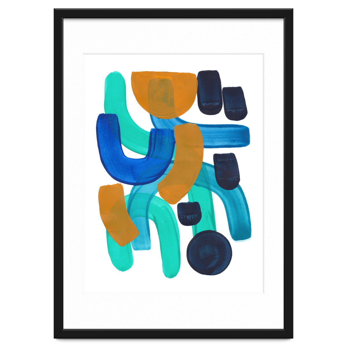 Fun Colorful Blue Turquoise Shape Yellow Accent