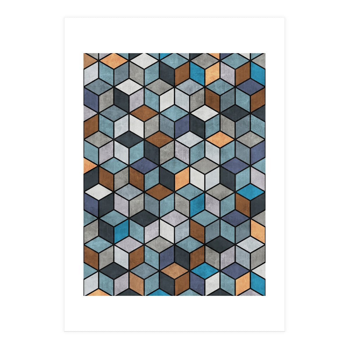 Colorful Concrete Cubes - Blue, Grey, Brown (Print Only)