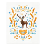 Floral Stag | Blue And Orange (Print Only) thumbnail