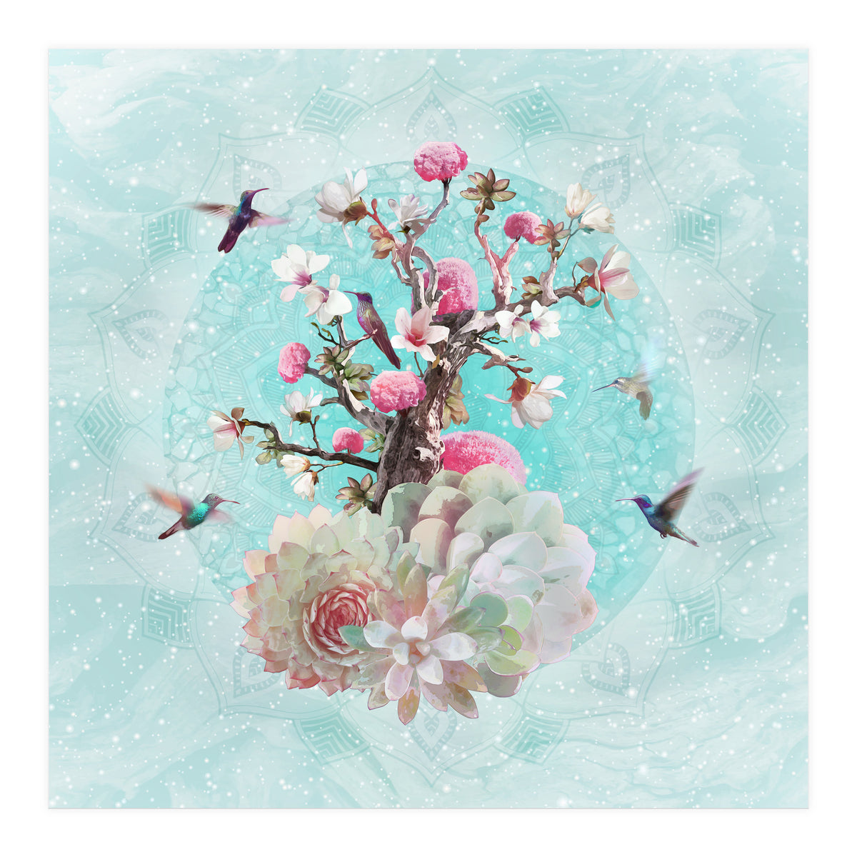 Floral Hummingbird  (Print Only)